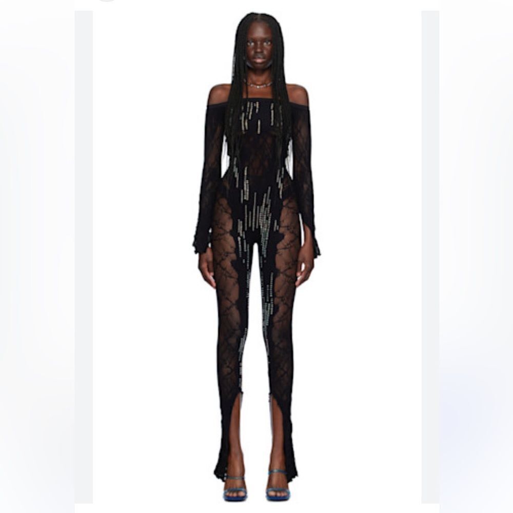 Poster Girl Adella Jumpsuit Shapewear Off The Shoulder black stretch Revolve O/S - Picture 4 of 16